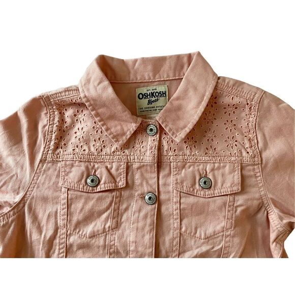 Oshkosh Pink Denim Jacket with lace yoke, Sz:14 NWT - Picture 3 of 10
